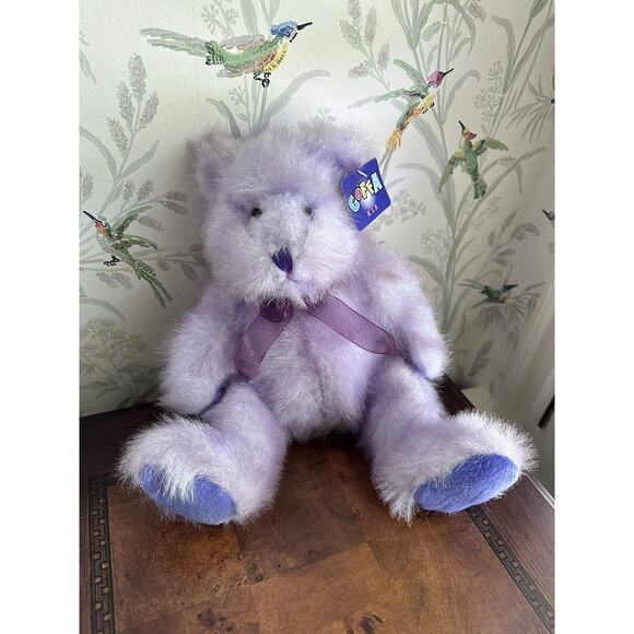 Goffa Purple Bear Plush Stuffed Animal New With Tag 10.5” - Picture 1 of 7